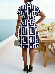 Fleurora 大码夏季通勤通勤裹身连衣裙，印花图案 - 彩色 - 查看 2