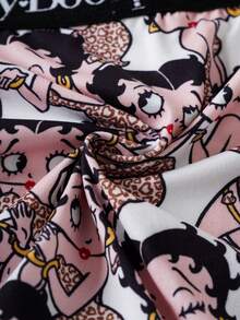 Betty Boop x SHEIN 卡通印花男士平角内裤 - 咖啡棕 - 查看 5