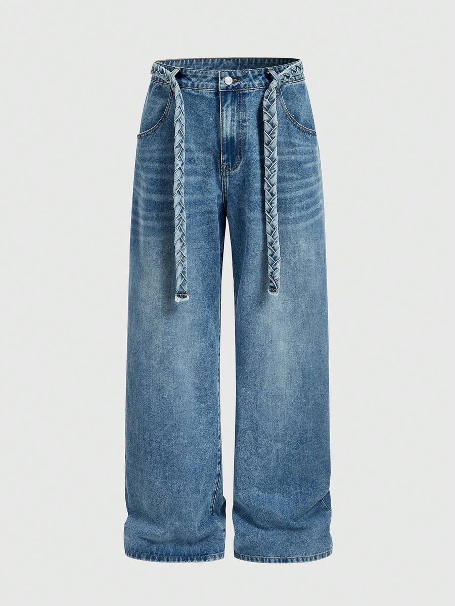 Street Life Men's Distressed Washed Blue Denim Jeans - Blue - View 1
