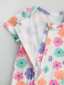 SHEIN 2件套新生女宝宝可爱碎花针织短袖连体衣 - 淡紫色 - 查看 13