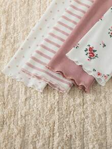 Souflis Souflis 4 Pairs Girls' Casual Floral Print & Solid Color Leggings, Suitable For All Seasons - Multicolor - View 7