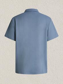 Mercer Haus Kemeja Pria Plain Casual - Dusty Blue - View 5