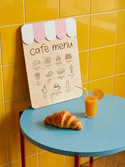 Joivida 1件D型平面装饰板，趣味咖啡厅菜单板 - 米粉色复古现代厨房装饰，仿木纹家居展示架，无需组装，易于清洁表面，咖啡桌装饰，创意设计，复古现代风格，手工纹理，节日装饰，高品质工艺，餐厅老板必备，非常适合作为圣诞节、万圣节、复活节、情人节、生日礼物，独特礼品，送礼的最佳理想之选