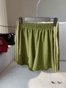 Comfortcana Contrast Striped Side Lounge Shorts - Green - View 5