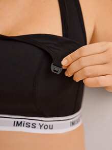 Moonlight&Mama Women's Black Seamless Maternity & Nursing Bra,Plus Size Comfortable Summer Minimalist Solid Color Fashion High Quality Portable Bra,Single Pack - Black - View 5