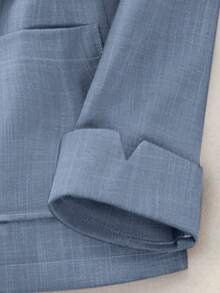 Franclia 女士纯色单扣休闲百搭通勤长袖西装外套商务西装女式西装外套套装办公室西装外套女士西装外套蓝色西装外套 - 藍色 - 查看 7