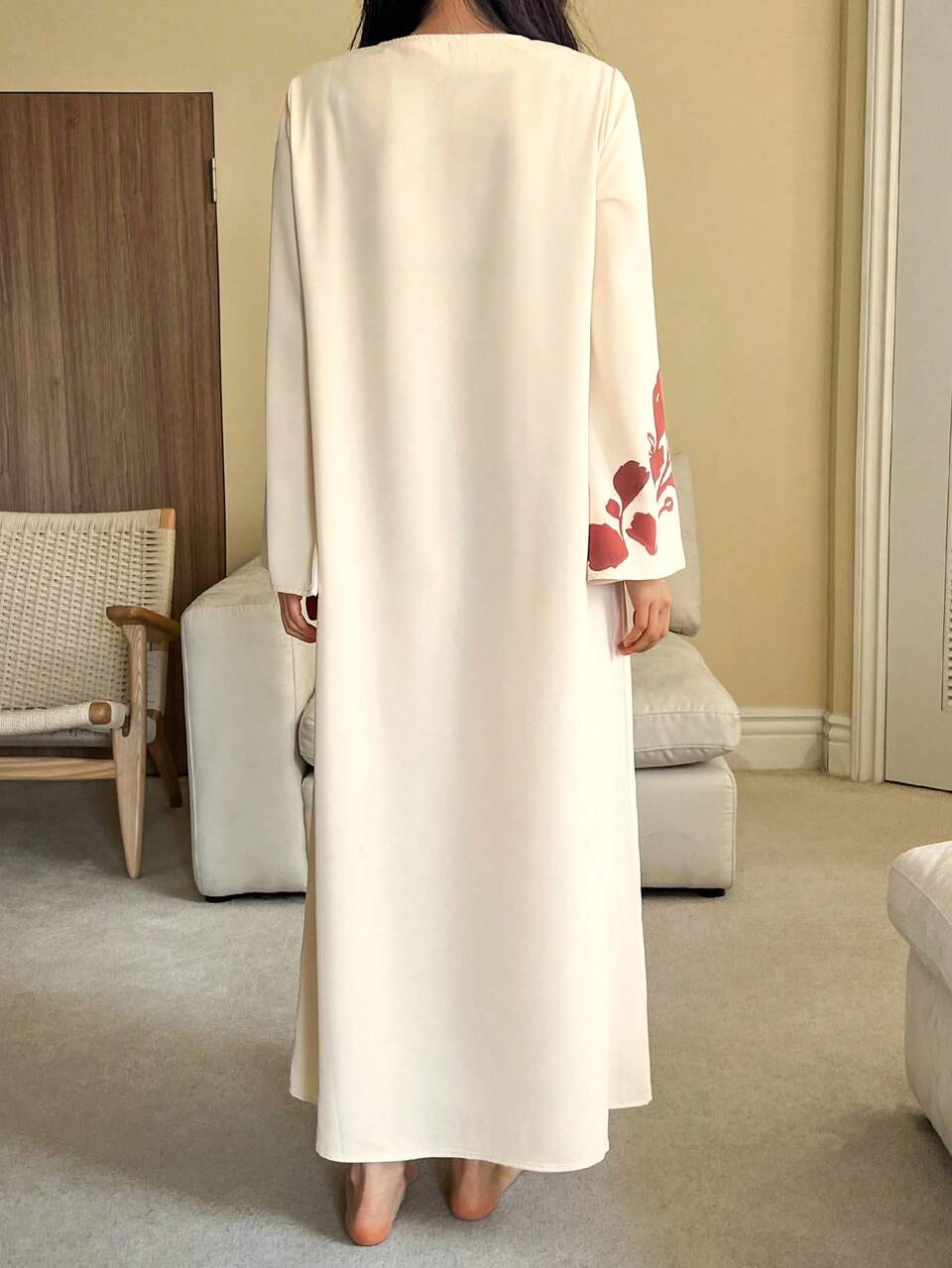Floral Pattern Loose 3/4 Sleeve Dress, Spring Outfit, Women Sleepwear Dress