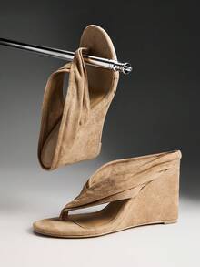 SHUZIA Women's Comfortable, Thong Wedge Sandals - Apricot - View 7