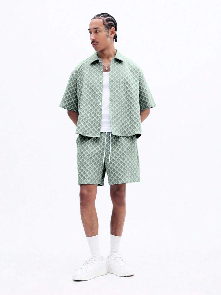 SUMWON Diamond Patterned Short Sleeve Co-Ord Set