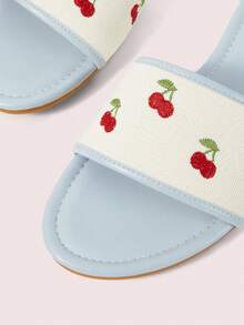 CUCCOO DOLLMOD Sandalias azules cómodas para damas, sandalias bordadas con diseño de cerezas de viento dulce - Azul - Ver 5