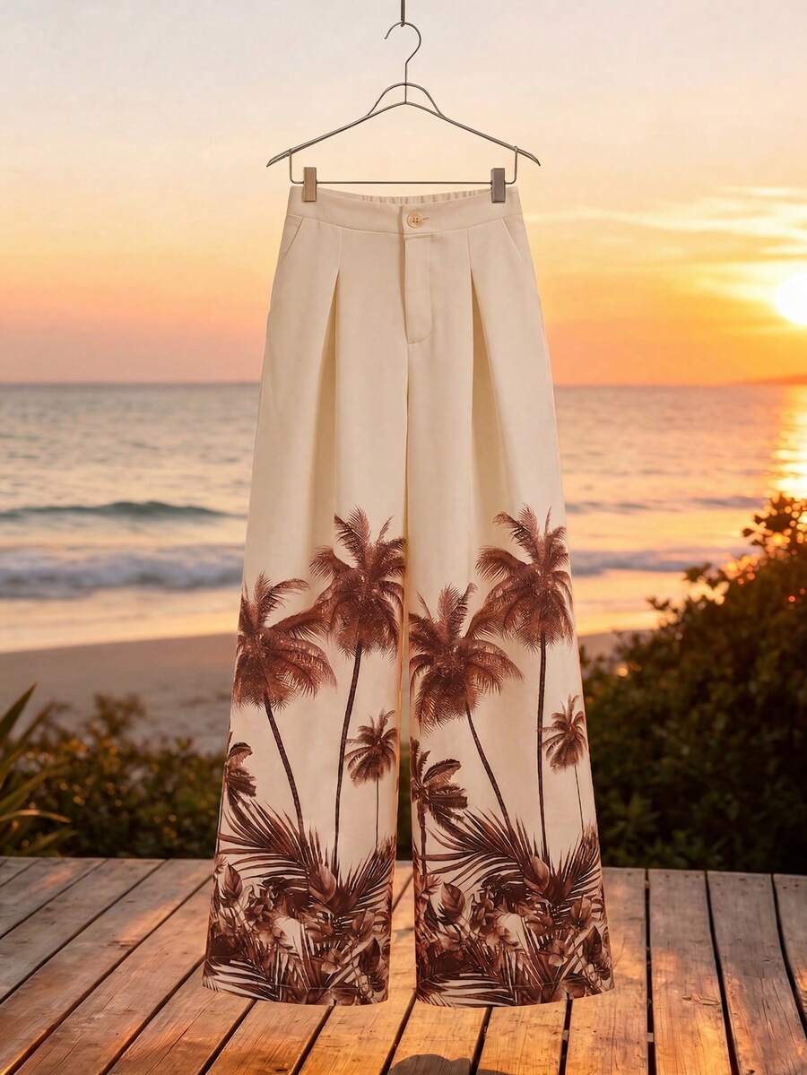 Franclia Tropical Print Casual Vacation Pants - Multicolor - View 1