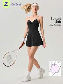 OutZeal Women Active Dress Daily Casual Quick Dry Bra-In With Easy-Access Hidden Opening Design - Black - View 11