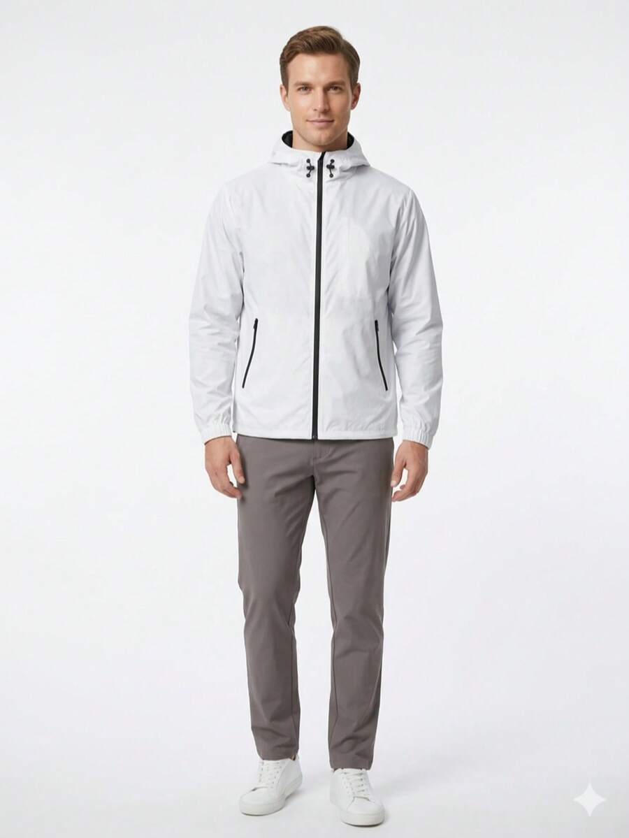 Rompevientos impermeable para hombre tela ligera - Blanco - Ver 1