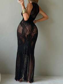 Sirith Đầm dài khoét hở gợi cảm dành cho nữ - màu đen - Xem 2