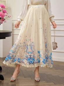 Modelyn Gonna elegante plissettata con stampa floreale, stile vacanziero per donna - Multicolore - Visualizzare 7