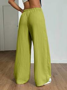 StreetHx Petite Women's Summer Textured Straight Leg Pants - Green - View 2