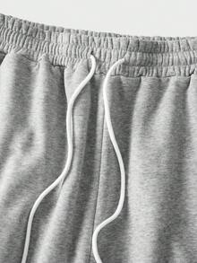 Manfinity RebelGame Pantalones de chándal casuales y holgados para hombre, de talla grande, de color gris claro con parches asimétricos acanalados, para primavera/otoño - Gris Claro - Ver 4