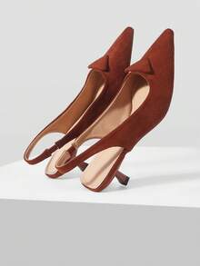 Mnmlis Giày sandal cao gót quai hậu cho nữ - màu nâu - Xem 5