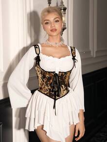 Myrelith 1件女士优雅提花交叉抹胸上衣 - 彩色 - 查看 1