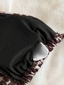 SHEIN Tween Girl Casual Vacation Leopard Print & Solid White/Black Bikini 3 PiecesSet - Multicolor - View 6