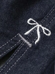 Dazy Kids 女婴蝴蝶刺绣开衩牛仔裤 - 藍色 - 查看 3