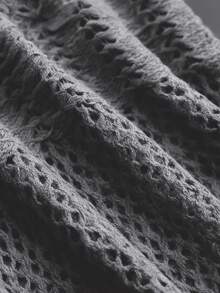 Breezaya 2024新款女士春秋季休闲镂空针织系带开衫 - 深灰色 - 查看 6