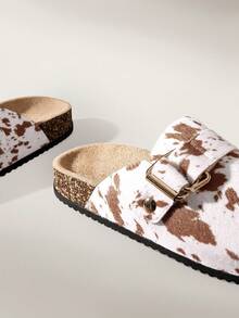 Solecia CUCCOO Women Casual Versatile Plush Round Toe Fluffy Flat Slippers For Christmas - Camel - View 5