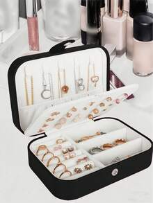 1PC Portable Travel Jewelry Organizer, Mini Multi-Function Case For Rings Earrings Necklace, Large Capacity Waterproof Display Box - Multicolor - View 7
