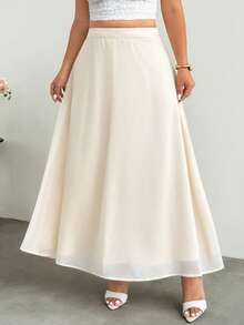 Firerie Chân váy nữ thanh lịch, tối giản, lãng mạn, thích hợp cho hẹn hò, nghỉ dưỡng, đi biển, đi làm hàng ngày, chất liệu chiffon màu mơ và vàng nhạt, dáng chữ A, xếp ly, có khóa kéo, phù hợp cho mùa xuân/hè. - Màu be - Xem 1