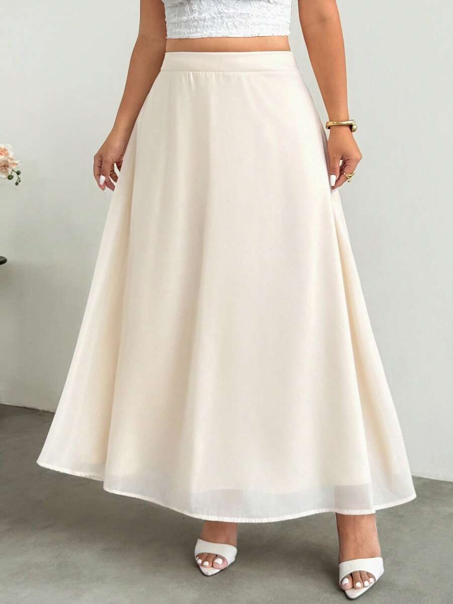 Firerie Chân váy nữ thanh lịch, tối giản, lãng mạn, thích hợp cho hẹn hò, nghỉ dưỡng, đi biển, đi làm hàng ngày, chất liệu chiffon màu mơ và vàng nhạt, dáng chữ A, xếp ly, có khóa kéo, phù hợp cho mùa xuân/hè. - Màu be - Xem 1