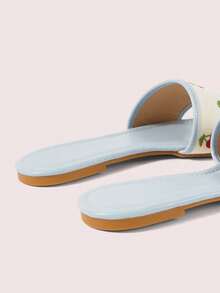 CUCCOO DOLLMOD Sandalias azules cómodas para damas, sandalias bordadas con diseño de cerezas de viento dulce - Azul - Ver 6