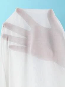 Swim Oasis Damen Frühling/Sommer 2026 Neuer weißer strukturierter Stoff Metall Blumen Dekor Träger Rückenfreier schlankmachender Einteiler Badeanzug & Mesh Rock Hochwertiges 2-teiliges Set - Weiss - Übersicht 14