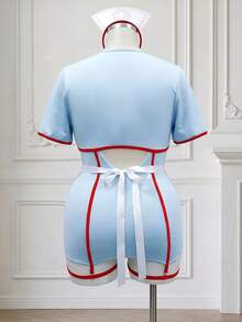 Fantasy Costume Fantasy Costume Plus Size Role Play Nurse/Doctor Costume Set: Milk Silk Top + Lingerie Dress + G-String + Apron + Headband + 1 Pair Leg Rings (6pcs) - Multicolor - View 9