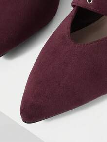 Mnmlis Women's Shoes Pointed Corns Buckle Design Fashionable Daily Travel Casual Shoes - Burgundy - View 5
