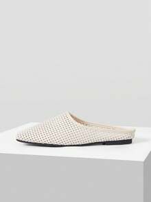 Mnmlis 女士精致镂空平底鞋，时尚舒适方头优雅平底鞋 - 杏色 - 查看 5