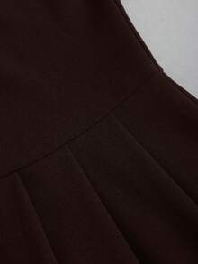 Sweetra 春夏新款女士优雅藏蓝色翻领复古修身连衣裙，百搭舒适休闲度假连衣裙，蓝色 - 棕色 - 查看 5