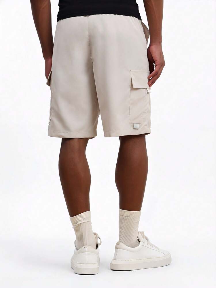 Men's Cargo Style Utility Shorts With Multiple Functional Pockets Side Patch Design Summer Casual Streetwear, Cargo Short, Mens Shorts With Pockets, Men S Khaki Short