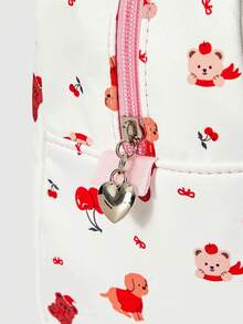ROMWE Kawaii 可爱小熊樱桃卡通手提袋 - 白色D - 查看 4