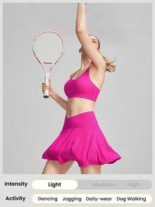 GLOWMODE Gonna sportiva con vita obliqua e pantaloncino integrato per evitare esposizioni - Rosa - Visualizzare 6