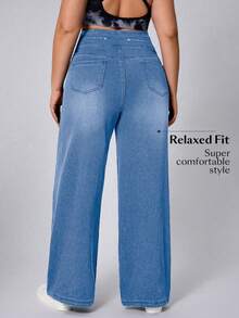 Flexra Plus Size Women Soft Medium Wash Elastic Jeans - Medium Wash - View 2