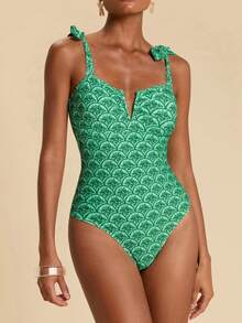 Travachic Women's Vacation All-Over Floral Print Twist Shoulder Strap One-Piece Swimsuit Summer Beach - Multicolor - View 7