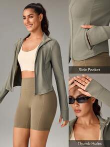 OutZeal 女士防晒外套 夏季日常休闲防紫外线长袖修身拉链户外上衣 - 綠色 - 查看 5