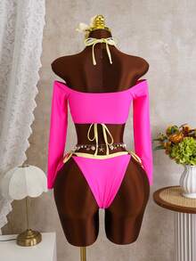 Vaytide 新款春夏性感长袖比基尼套装，沙滩度假泳装 - 彩色 - 查看 6