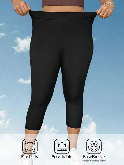 Shapeblank Plus-Size Women's Spring/Summer Fashion Casual High-Elasticity Comfortable Everyday Cool Skinny Legging (7/8 Length),Summer Outfits,Women Bottom,Street Wear,Curve Pants Leggings For Women High Waisted Yoga Capri Pants Leggings 3 4 Club Outfits For Women Capri