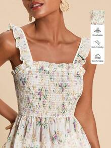Travachic Vacation Casual Floral Print Embroidered Camisole - Multicolor - View 1
