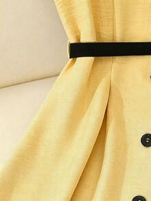 GlowEve Đầm midi nữ thanh lịch kiểu retro, cổ ve lật, thắt eo, cài cúc, màu mơ/đen, phù hợp đi làm và dự tiệc, mùa xuân/hè. - Nhiều màu - Xem 4