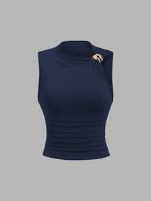 Sweetra Blusa ajustada con fruncidos para mujer, adecuada para el verano - Multicolor - Ver 4