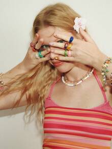 Popjeli 10 Piezas/set Anillos Grandes Y De Forma Redonda De Resina Geométrica Con Estilo Para Accesorios De Fiesta De Mujer - Multicolor - Ver 9