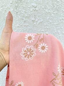 Sunnyshic 女士红色印花深V领露背系带连衣裙，性感浪漫海滩度假风 - 粉色 - 查看 6