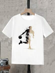 2pcs/Set Teenage Boys' Basketball Sports Short Sleeve Round Neck T-Shirt + Pocket Shorts Set - Multicolor - View 5